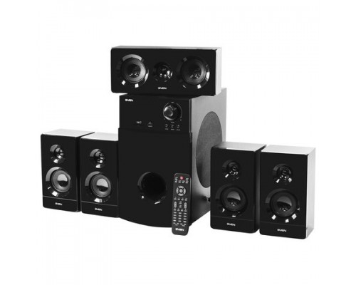 Колонки компьютерные SVEN HT-210, 5.1, 125Вт,Bluetooth,Optical,Coaxial,FM, дерево, черные, SV-014124