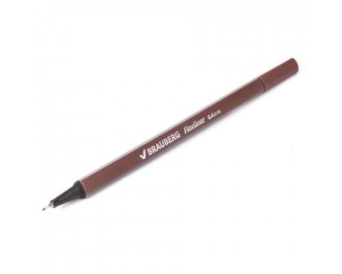 Ручка капиллярная (линер) BRAUBERG Aero, КОРИЧНЕВАЯ, трехгранная, металлич. наконечник, 0,4мм,142257