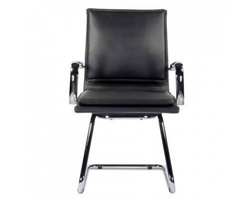 Кресло для приемных и переговорных BRABIX Kayman CF-102, экокожа, хром, черное (S-0401), 532572