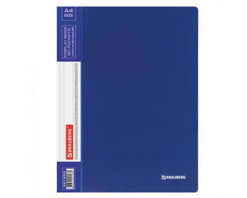 Папка  60 вкладышей BRAUBERG стандарт, синяя, 0,8мм, 221605