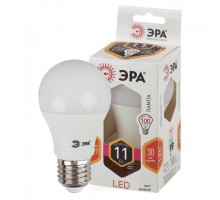 Лампа светодиодная ЭРА, 11 (100) Вт, цоколь E27, груша, теплый белый свет, 25000 ч., LED, smdA60-10w-827-E27, Б0020532
