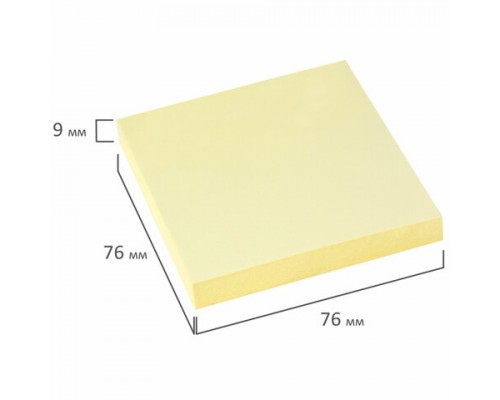 Блок самоклеящийся (стикеры) STAFF 76х76мм, 100 листов, желтый, 126496