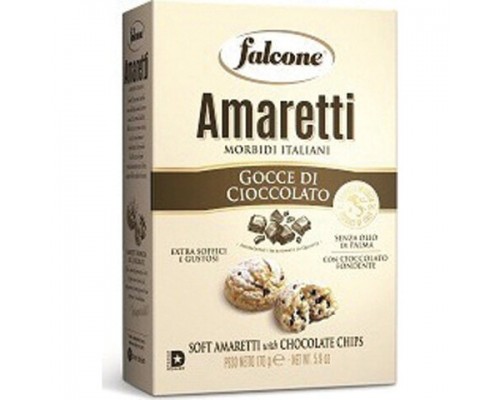 Печенье сахарное FALCONE Amaretti мягкие с шоколадом, 170 г, картонная упаковка, ш/к 07001