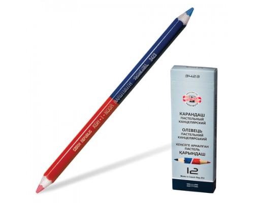 Карандаш двухцветный утолщённый KOH-I-NOOR, 1шт., красно-синий, грифель 3,8 мм, 3423