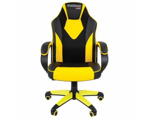 Кресло компьютерное СН GAME 17, ткань TW/экокожа, черное/желтое