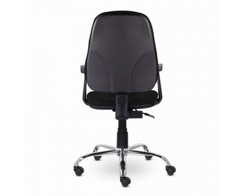 Кресло BRABIX Comfort MG-322, хром, регулируемая эргономичная спинка, ткань, черное С-11, 532558