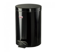 Ведро-контейнер для мусора (урна) с педалью LAIMA "Classic", 12 л, черное, глянцевое, металл, со съемным внутренним ведром, 602850