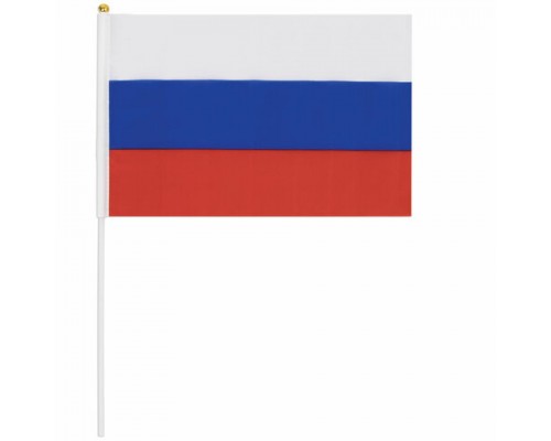 Флаг России ручной 30х45 см, без герба, с флагштоком, BRAUBERG/STAFF, 550182