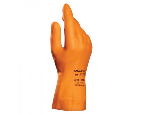 Перчатки латексные MAPA Industrial/Alto 299, хлопчатобумажное напыление, р. 9, L, оранжевые, шк 3197