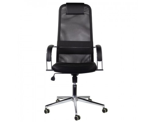 Кресло офисное BRABIX Pilot EX-610 CH premium, хром, ткань-сетка, черное, 532417
