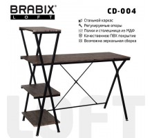 Стол на металлокаркасе BRABIX "LOFT CD-004", 1200х535х1110 мм, 3 полки, цвет морёный дуб, 641218