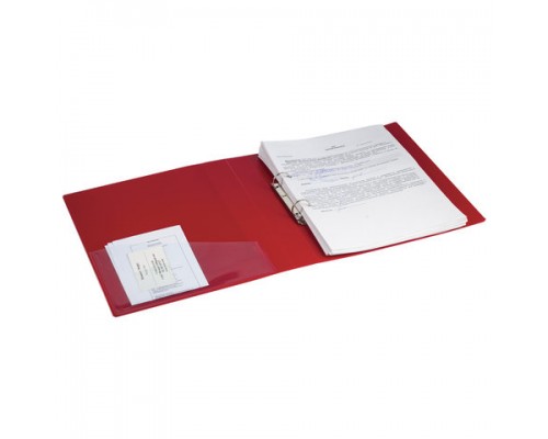 Папка на 2 кольцах BRAUBERG Contract, 35мм, красная, до 270 листов, 0,9мм, 221793