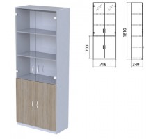 Шкаф закрытый со стеклом "Бюджет", 716х349х1810 мм, дуб сонома (КОМПЛЕКТ)