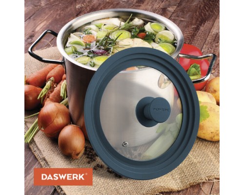 Крышка для любой сковороды и кастрюли универсальная 3 размера (24-26-28см) антрацит, DASWERK, 607589
