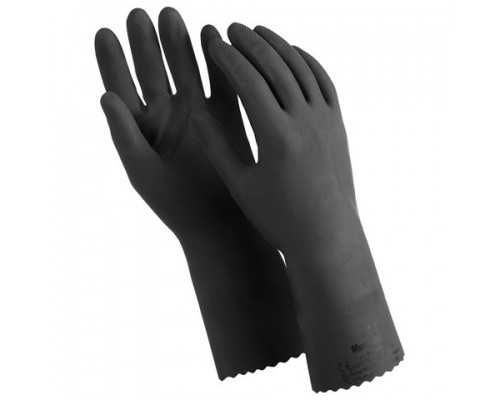 Перчатки латексные MANIPULA КЩС-1, двухслойные, размер 9, L, черные, L-U-03/CG-942, шк 8943