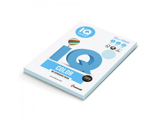 Бумага цветная IQ color БОЛЬШОЙ ФОРМАТ(297х420),А3,160 г/м,250л, пастель, голубая, MB30,ш/к 00143