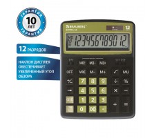 Калькулятор настольный BRAUBERG EXTRA-12-BKOL (206x155 мм), 12 разрядов, двойное питание, ЧЕРНО-ОЛИВКОВЫЙ, 250471