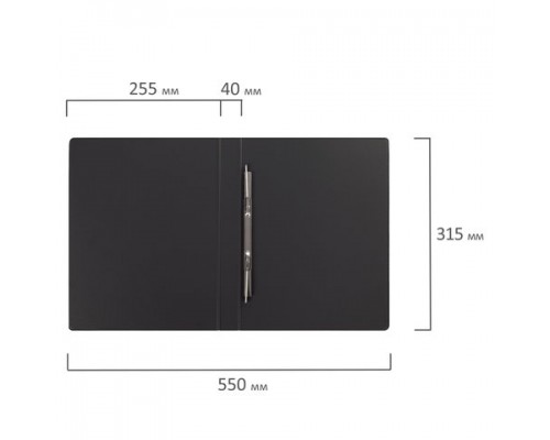 Папка с металлич. пружинным скоросшивателем BRAUBERG картон/ПВХ, 35мм, черная, до 290 листов, 228337