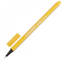 Ручка капиллярная (линер) BRAUBERG "Aero", ЖЕЛТАЯ, трехгранная, металлический наконечник, линия письма 0,4 мм, 142248