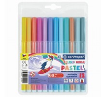 Фломастеры ПАСТЕЛЬНЫЕ 12 ЦВЕТОВ CENTROPEN "Colour World Pastel", смываемые, 7550/12TP, 7 7550 1287