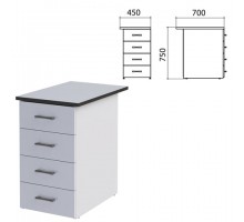 Тумба приставная "Монолит", 450х700х750 мм, цвет серый (КОМПЛЕКТ)
