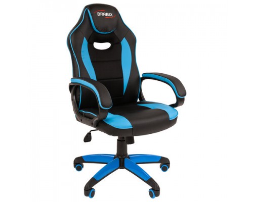 Кресло компьютерное BRABIX Blaze GM-162, TW/экокожа, черное/голубое, 532578