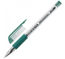 Ручка гелевая с грипом STAFF "EVERYDAY" GP-194, ЗЕЛЕНАЯ, корпус прозрачный, узел 0,5 мм, линия письма 0,35 мм, 141825