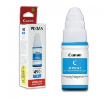 Чернила CANON (GI-490С) для СНПЧ Pixma G1400G2400G3400, голубые, ресурс 7000 стр., оригинальные, 0664C001