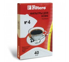 Фильтр FILTERO ПРЕМИУМ № 4 для кофеварок, бумажный, отбеленный, 40 штук, № 4/40, №4/40