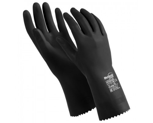 Перчатки латексные MANIPULA КЩС-2, ультратонкие, размер 9-9,5, L, черные, L-U-032/CG-943, шк 0688