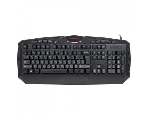 Клавиатура проводная игровая SONNEN Q9M, USB, 104 клавиши+10 мультимедийных; RGB, черная, 513511