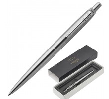 Ручка шариковая PARKER "Jotter Core Stainless Steel CT", корпус серебристый, детали хром, синяя, 1953170