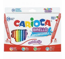 Фломастеры двухсторонние CARIOCA (Италия) "Birello", 24 цвета, суперсмываемые, 41521