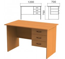 Стол письменный "Фея", 1200х700х750 мм, тумба 3 ящика, цвет орех милан, СФ10.5