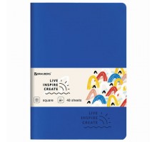 Тетрадь 48 л. в клетку обложка кожзам SoftTouch, сшивка, A5 (147х210мм), СИНИЙ, BRAUBERG RAINBOW, 403876