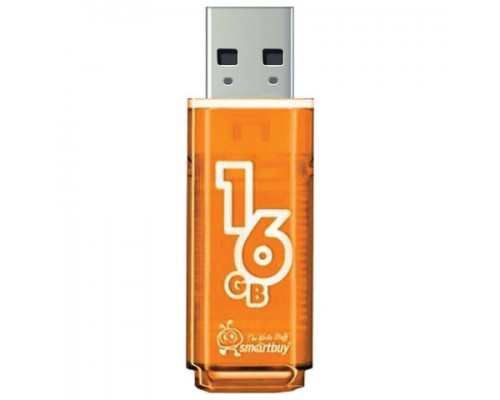 Флеш-диск 16GB SMARTBUY Glossy USB 2.0, оранжевый, SB16GBGS-Or