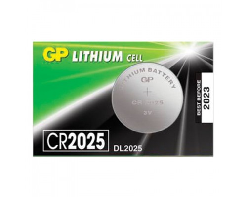 Батарейка GP Lithium (отрывной блок), CR2025, литиевая, 1 шт, блистер, CR2025-7C5
