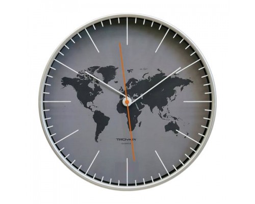 Часы настенные TROYKATIME (TROYKA) 77777733, круг, серые, серебристая рамка, 30,5х30,5х5