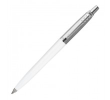 Ручка шариковая PARKER "Jotter Plastic CT", корпус белый, детали из нержавеющей стали, синяя, R0032930