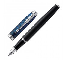 Ручка перьевая PARKER "IM Blue Origin CT", корпус черный матовый, хромированные детали, черная, 2073474