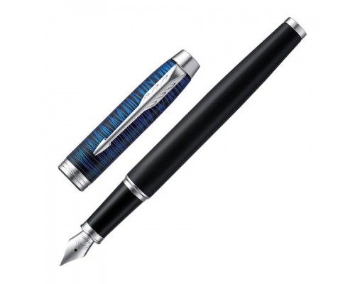 Ручка перьевая PARKER IM Blue Origin CT, корпус черный матовый, хромир. детали, черная, 2073474
