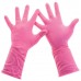 Перчатки хоз. латексные, х/б напыление, разм M (средний), розовые, PACLAN 