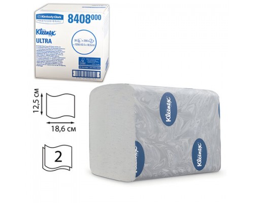 Бумага туалетная KIMBERLY-CLARK Kleenex,КОМПЛЕКТ 36шт,Ultra,лист,200л,18,6х12,5, 2-сл(дис601545)8408