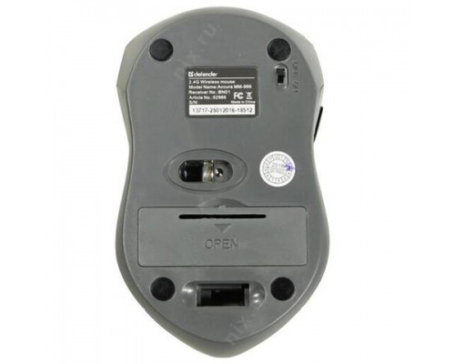Мышь беспроводная DEFENDER ACCURA MM-965,USB,5кнопок+1колесо-кнопка, оптическая, красно-серая, 52966