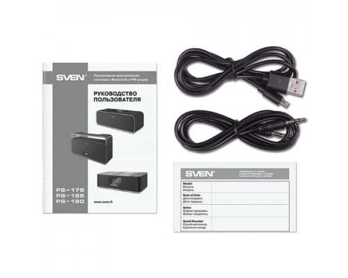 Колонка портативная SVEN PS-175, 2.0, 10 Вт, Bluetooth, FM-тюнер, USB, microUSB, черная, SV-015886
