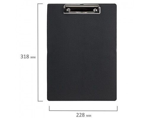 Доска-планшет STAFF с прижимом А4 (228х318мм), картон/ПВХ, ЧЕРНАЯ, 229554