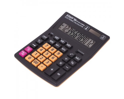 Калькулятор настольный STAFF PLUS  STF-333-BKRG (200x154мм) 12 разрядов, ЧЕРНО-ОРАНЖЕВЫЙ, 250460