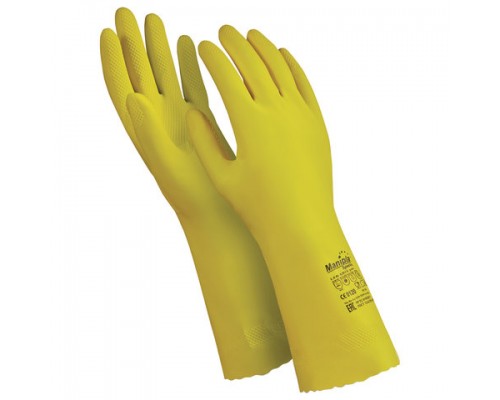 Перчатки латексные MANIPULA Блеск, хлопчатобумажное напыление, р. 8-8,5, M, желтые, L-F-01, шк 0633