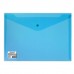Папка-конверт с кнопкой BRAUBERG, А4, до 100 л, прозрачная, синяя, СВЕРХПРОЧНАЯ 0,18 мм, 224813