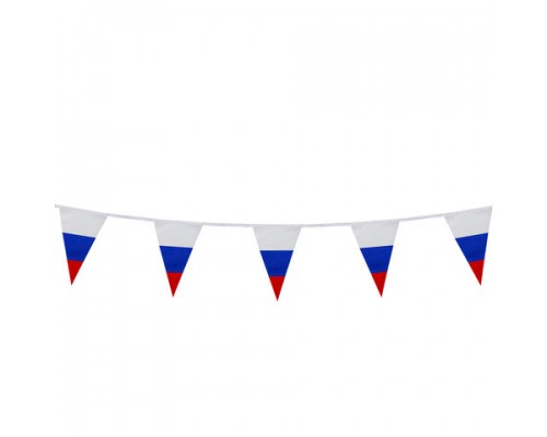 Гирлянда из флагов России, длина 5 м, 10 треугольных флажков 20х30 см, BRAUBERG/STAFF, 550186